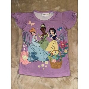 Disney Princess PatPat Purple Flutter Sleeve Graphic T-Shirt Kids 4-5Y Tiana (D)